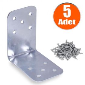 Badem10 90x90x60 mm 5 Adet Mobilya Dolap Köşe Bağlantı Sabitleme L Demir Gönye