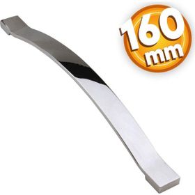 Badem10 Akasya Çekmece Mutfak Dolap Kapak 160 mm Krom Metal Kulp