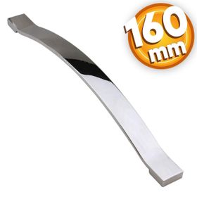 Badem10 Akasya Çekmece Mutfak Dolap Kapak 160 mm Krom Metal Kulp