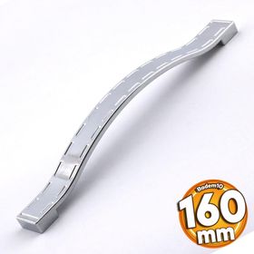 Badem10 Akasya Çekmece Mutfak Dolap Kapak 160 mm Krom Metal Kulp