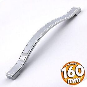 Badem10 Akasya Çekmece Mutfak Dolap Kapak 160 mm Krom Metal Kulp