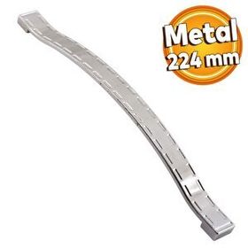Badem10 Akasya Çekmece Mutfak Dolap Kapak 224 mm Krom Metal Kulp