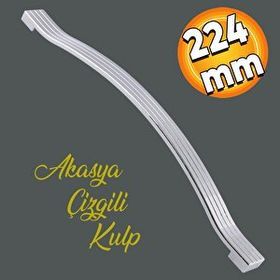 Badem10 Akasya Çekmece Mutfak Dolap Kapak 224 mm Krom Metal Kulp