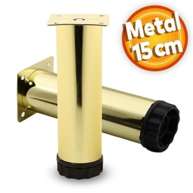 Badem10 Akça Ayarlanabilir 15 cm Gold Altın Metal Baza Mobilya Kanepe Sehpa Tv Ünitesi Koltuk Ayağı