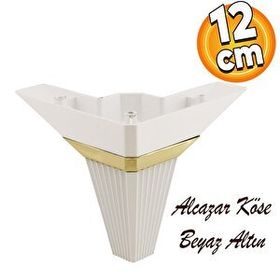Badem10 Alcazar Köşe Lüks 12 cm Beyaz Altın Baza Mobilya Kanepe Sehpa Tv Ünitesi Koltuk Ayağı