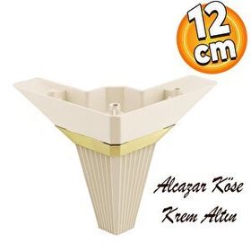 Badem10 Alcazar Köşe Lüks 12 cm Krem Altın Baza Mobilya Kanepe Sehpa Tv Ünitesi Koltuk Ayağı