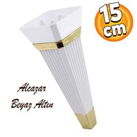 Badem10 Alcazar Lüks 15 cm Beyaz Altın Baza Mobilya Kanepe Sehpa Tv Ünitesi Koltuk Ayağı
