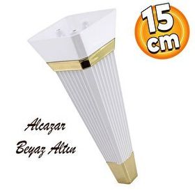 Badem10 Alcazar Lüks 15 cm Beyaz Altın Baza Mobilya Kanepe Sehpa Tv Ünitesi Koltuk Ayağı