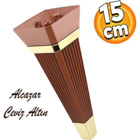 Badem10 Alcazar Lüks 15 cm Ceviz Altın Baza Mobilya Kanepe Sehpa Tv Ünitesi Koltuk Ayağı