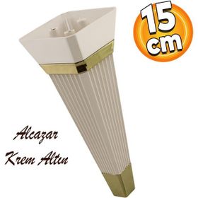 Badem10 Alcazar Lüks 15 cm Krem Altın Baza Mobilya Kanepe Sehpa Tv Ünitesi Koltuk Ayağı