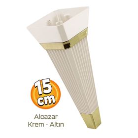 Badem10 Alcazar Lüks 15 cm Krem Altın Baza Mobilya Kanepe Sehpa Tv Ünitesi Koltuk Ayağı