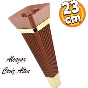 Badem10 Alcazar Lüks 23 cm Ceviz Altın Baza Mobilya Kanepe Sehpa Tv Ünitesi Koltuk Ayağı