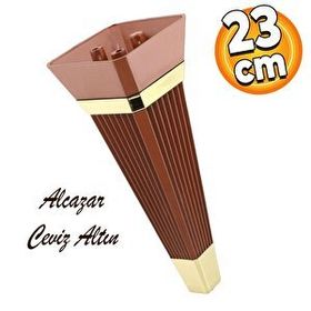 Badem10 Alcazar Lüks 23 cm Ceviz Altın Baza Mobilya Kanepe Sehpa Tv Ünitesi Koltuk Ayağı