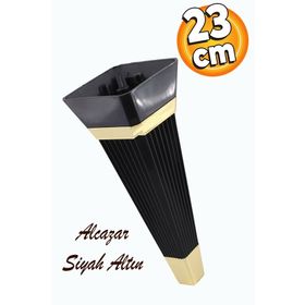 Badem10 Alcazar Lüks 23 cm Siyah Altın Baza Mobilya Kanepe Sehpa Tv Ünitesi Koltuk Ayağı