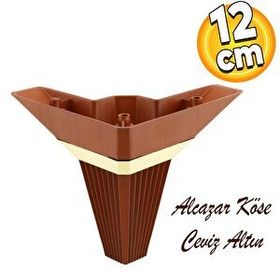 Badem10 Alcazar Lüks Köşe 12 cm Ceviz Altın Baza Mobilya Kanepe Sehpa Tv Ünitesi Koltuk Ayağı