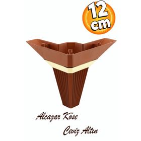 Badem10 Alcazar Lüks Köşe 12 cm Ceviz Altın Baza Mobilya Kanepe Sehpa Tv Ünitesi Koltuk Ayağı