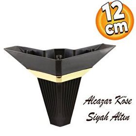Badem10 Alcazar Lüks Köşe 12 cm Siyah Altın Baza Mobilya Kanepe Sehpa Tv Ünitesi Koltuk Ayağı