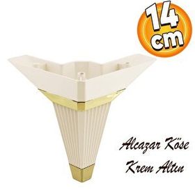 Badem10 Alcazar Lüks Köşe 14 cm Krem Altın Mobilya Kanepe Sehpa Tv Ünitesi Koltuk Ayağı