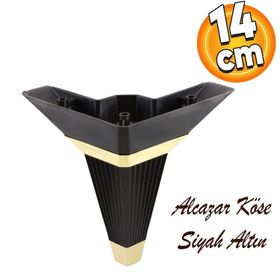 Badem10 Alcazar Lüks Köşe 14 cm Siyah Altın Baza Mobilya Kanepe Sehpa Tv Ünitesi Koltuk Ayağı