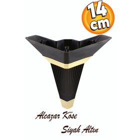 Badem10 Alcazar Lüks Köşe 14 cm Siyah Altın Baza Mobilya Kanepe Sehpa Tv Ünitesi Koltuk Ayağı