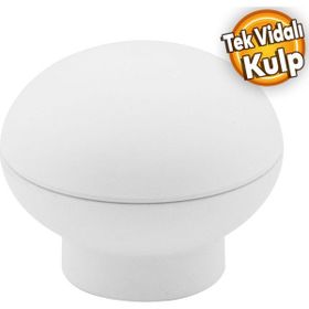 Badem10 Alya Düğme Dolap Çekmece Plastik Beyaz Tek Vidalı Kulp