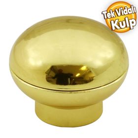 Badem10 Alya Düğme Dolap Çekmece Plastik Gold Altın Tek Vidalı Kulp
