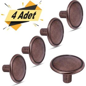 Badem10 Art Düğme 4 Adet Daire Çekmece Dolap Kapak Kulbu Metal Antik