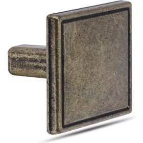 Badem10 Art Düğme Metal Antik Sarı Kare Çekmece Dolap Kapak Kulbu