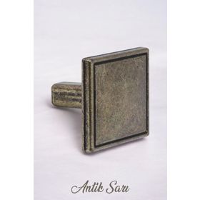 Badem10 Art Düğme Metal Antik Sarı Kare Çekmece Dolap Kapak Kulbu