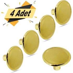 Badem10 Art Düğme Metal Gold 4 Adet Daire Çekmece Dolap Kapak Kulbu