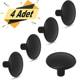 Badem10 Art Düğme Metal Siyah 4 Adet Daire Çekmece Dolap Kapak Kulbu