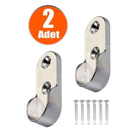 Badem10 Askı Flanşı Krom Oval Kapalı Dolap 2 Adet Elbise Askı Aparatı