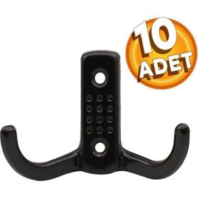 Badem10 Askı Noktalı Elbise Vestiyer Mat Siyah Metal 10 Adet Duvar Dolap Elbise Askılığı