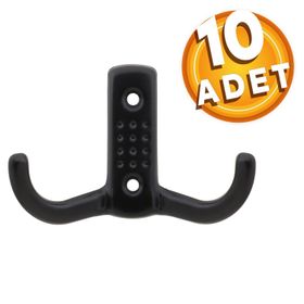 Badem10 Askı Noktalı Elbise Vestiyer Mat Siyah Metal 10 Adet Duvar Dolap Elbise Askılığı