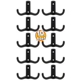 Badem10 Askı Noktalı Elbise Vestiyer Mat Siyah Metal 10 Adet Duvar Dolap Elbise Askılığı