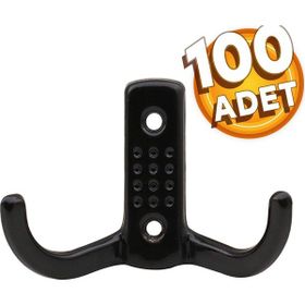 Badem10 Askı Noktalı Elbise Vestiyer Mat Siyah Metal 100 Adet Duvar Dolap Elbise Askılığı