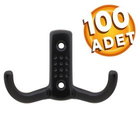 Badem10 Askı Noktalı Elbise Vestiyer Mat Siyah Metal 100 Adet Duvar Dolap Elbise Askılığı
