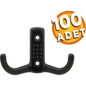Badem10 Askı Noktalı Elbise Vestiyer Mat Siyah Metal 100 Adet Duvar Dolap Elbise Askılığı