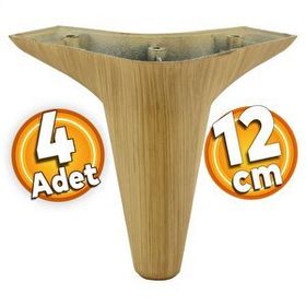Badem10 Aspen 12 cm Açık Kahverengi Baza 4 Adet Mobilya Kanepe Sehpa TV Ünitesi Koltuk Ayağı