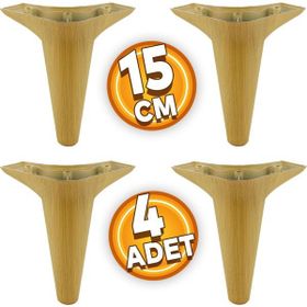 Badem10 Aspen 15 cm Açık Kahverengi Baza Ayak 4 Adet Lüks Mobilya Kanepe Sehpa TV Ünitesi Koltuk Ayağı