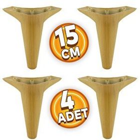 Badem10 Aspen 15 cm Açık Kahverengi Baza Ayak 4 Adet Lüks Mobilya Kanepe Sehpa TV Ünitesi Koltuk Ayağı