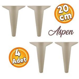 Badem10 Aspen 20 cm Krem Baza Ayak Lüks Mobilya Kanepe Sehpa Puf Koltuk Ayağı