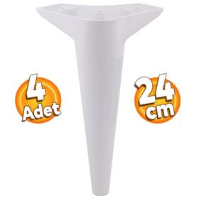 Badem10 Aspen 4 Adet Lüks Mobilya Kanepe Sehpa Tv Ünitesi Koltuk Ayağı 24 cm Beyaz Baza Ayak