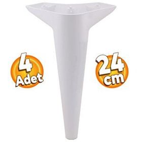 Badem10 Aspen 4 Adet Lüks Mobilya Kanepe Sehpa Tv Ünitesi Koltuk Ayağı 24 cm Beyaz Baza Ayak