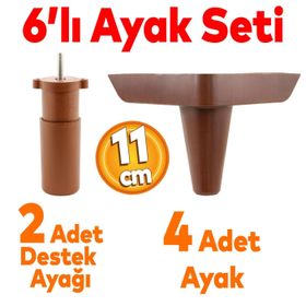 Badem10 Aspen 6'lı 11 cm Kahverengi Set Mobilya TV Ünitesi Çekyat Koltuk Kanepe Destek Ayağı