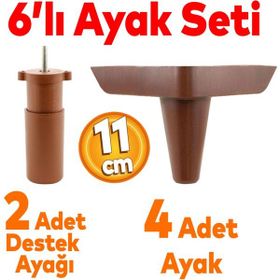 Badem10 Aspen 6'lı 11 cm Kahverengi Set Mobilya TV Ünitesi Çekyat Koltuk Kanepe Destek Ayağı