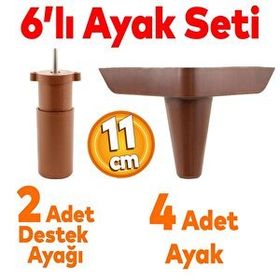 Badem10 Aspen 6'lı 11 cm Kahverengi Set Mobilya TV Ünitesi Çekyat Koltuk Kanepe Destek Ayağı