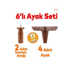 Badem10 Aspen 6'lı 11 cm Kahverengi Set Mobilya TV Ünitesi Çekyat Koltuk Kanepe Destek Ayağı