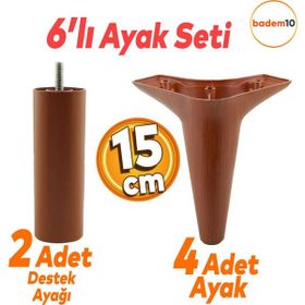 Badem10 Aspen 6'lı Set Lüks 15 cm Kahverengi Mobilya Kanepe Sehpa TV Ünitesi Koltuk Baza Ayağı