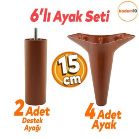 Badem10 Aspen 6'lı Set Lüks 15 cm Kahverengi Mobilya Kanepe Sehpa TV Ünitesi Koltuk Baza Ayağı